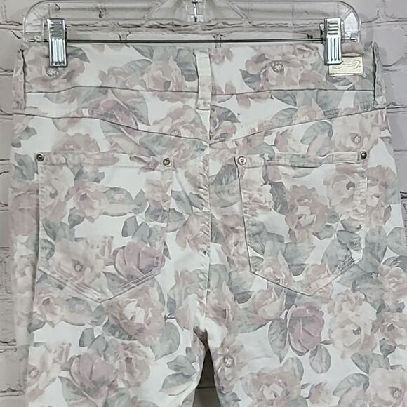 Seven7 High Rise Tummyless Skinny Jeans White Floral Print Stretch Denim Size 6 - Picture 9 of 13